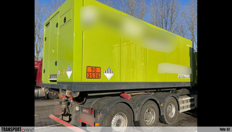 Grote lithium-ion-batterij vervoerd zonder ADR-certificaat, schriftelijke instructies en UN-nummer