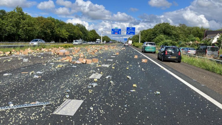Vrachtwagen verliest gedeelte lading ananas op A59 [+foto]