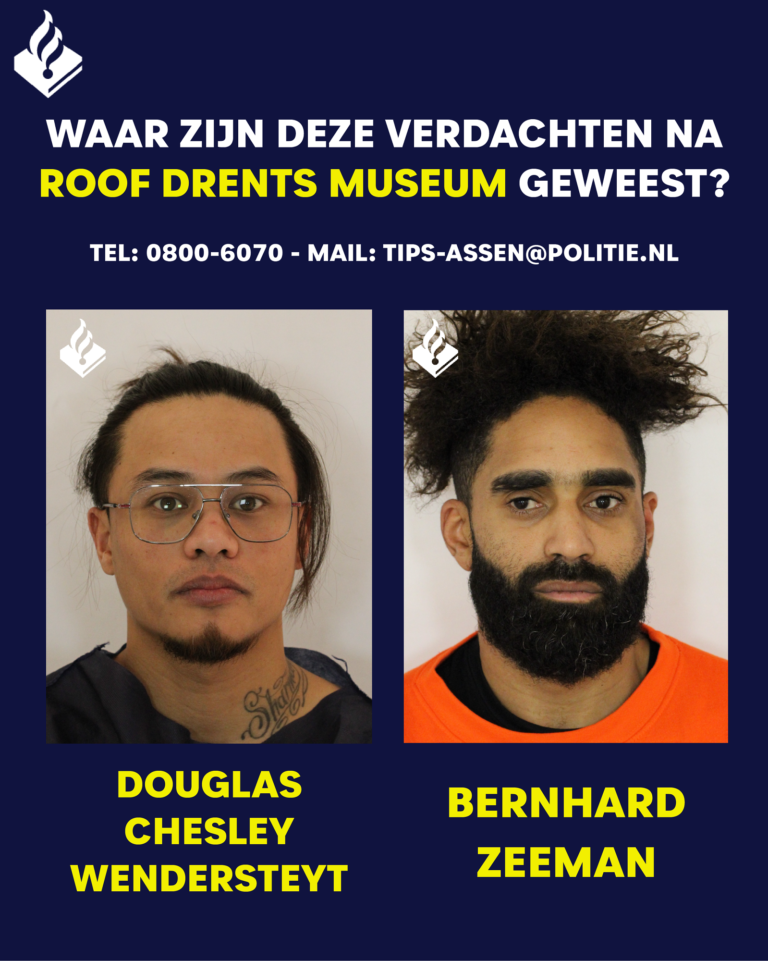 Politie toont foto’s en namen van twee opgepakte verdachten kunstroof Assen