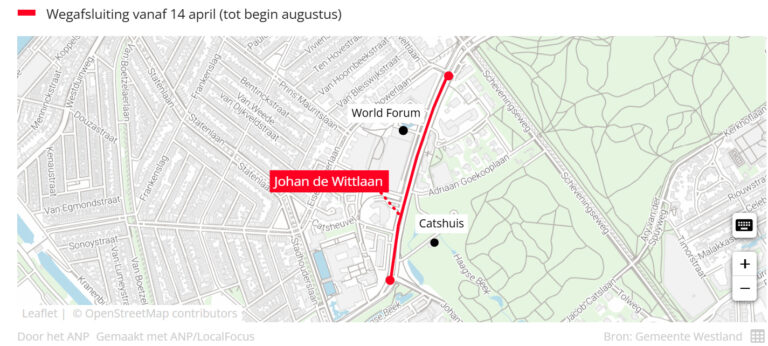 Johan de Wittlaan in Den Haag afgesloten voor verkeer vanwege NAVO-top