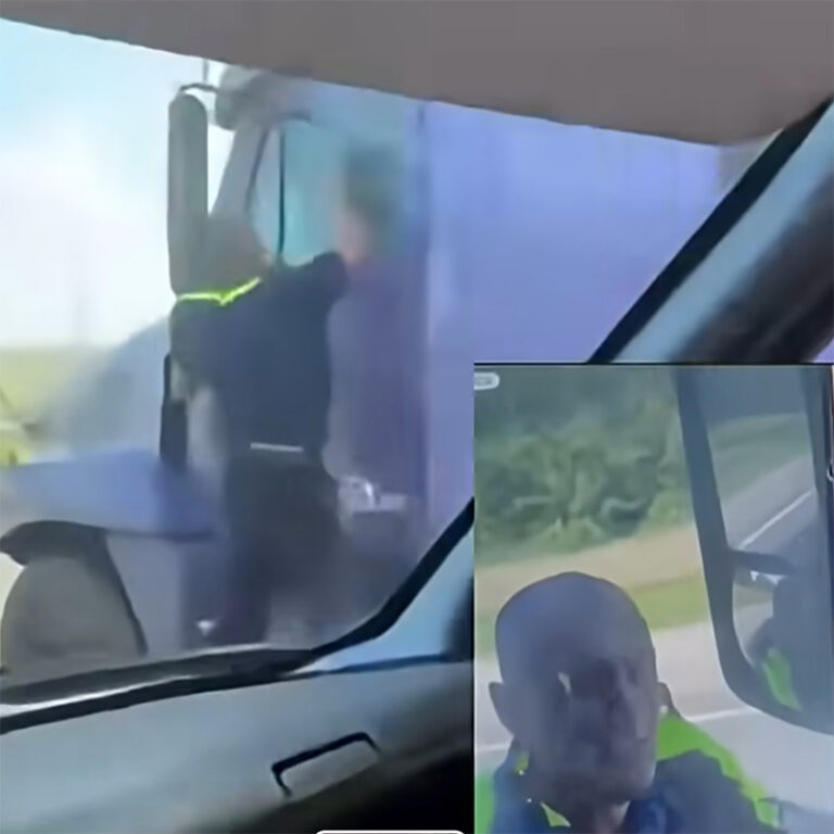 Russische agent hangt kilometerslang aan vrachtwagendeur bij wilde vlucht chauffeur [+video]