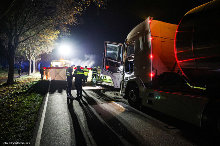 Ernstige aanrijding auto en vrachtwagen op N358