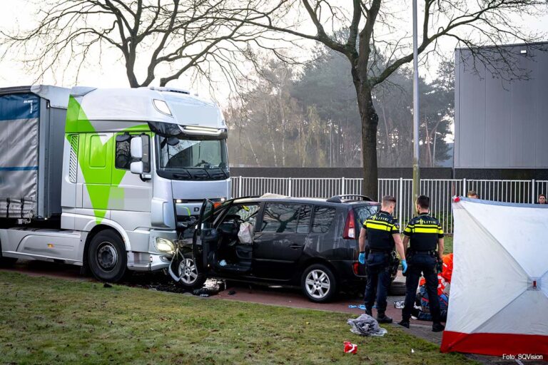 Automobilist overleden na frontale aanrijding met vrachtwagen in Tilburg