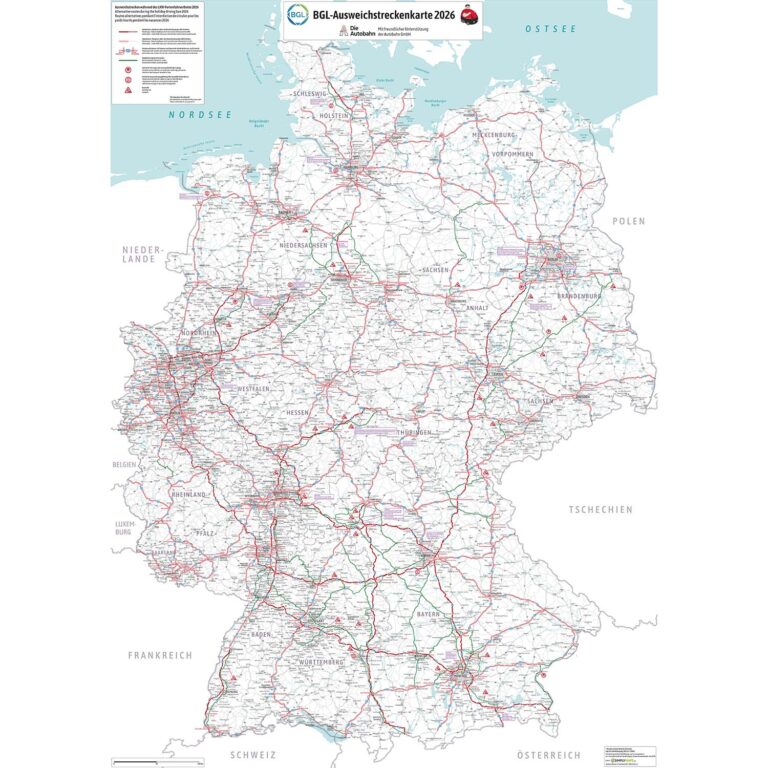 Duitse brancheorganisatie publiceert omleidingskaart voor zomerse rijverboden
