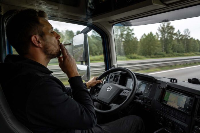 Joint roken in vrachtwagen