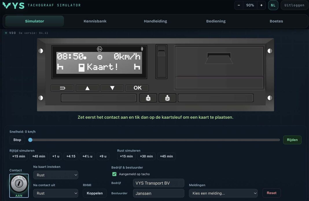 VYS Tachograaf Simulator