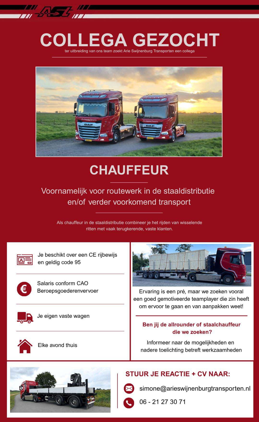 Gezocht: chauffeur allround of staaldistributie