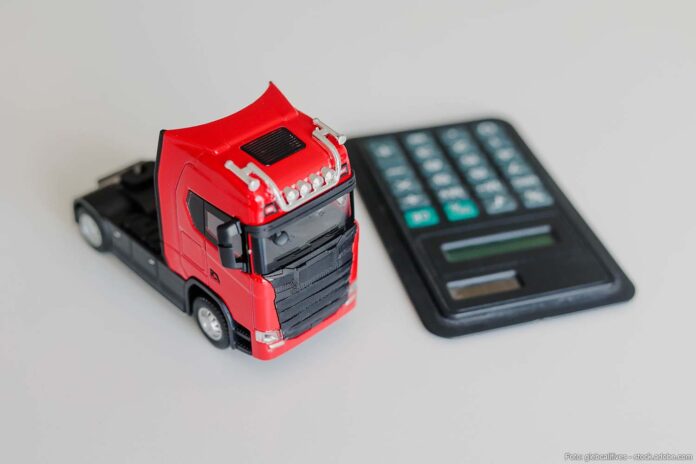 Vrachtwagen met rekenmachine