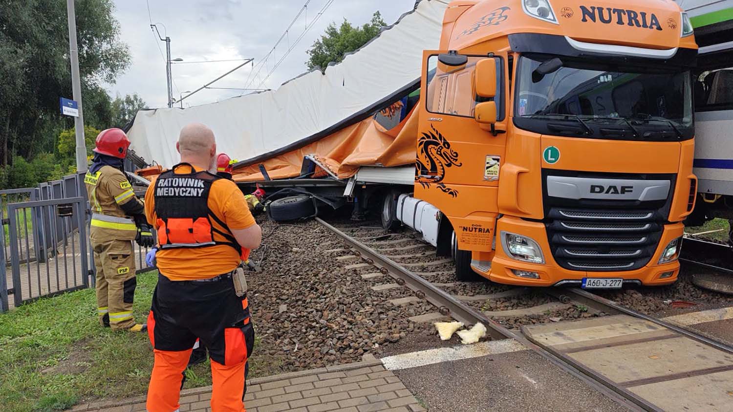 Aanrijding vrachtwagen trein Gdansk