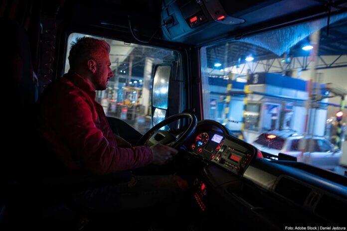 Vrachtwagenchauffeur 's nachts